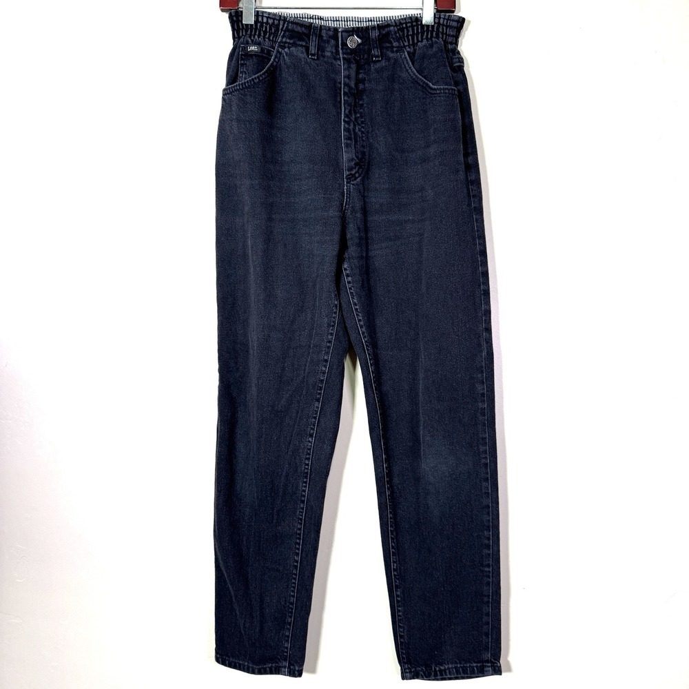 90s Lee Jean Women 10 Black Paperbag Mom Denim Straight Leg Vintage‎ Made in USA